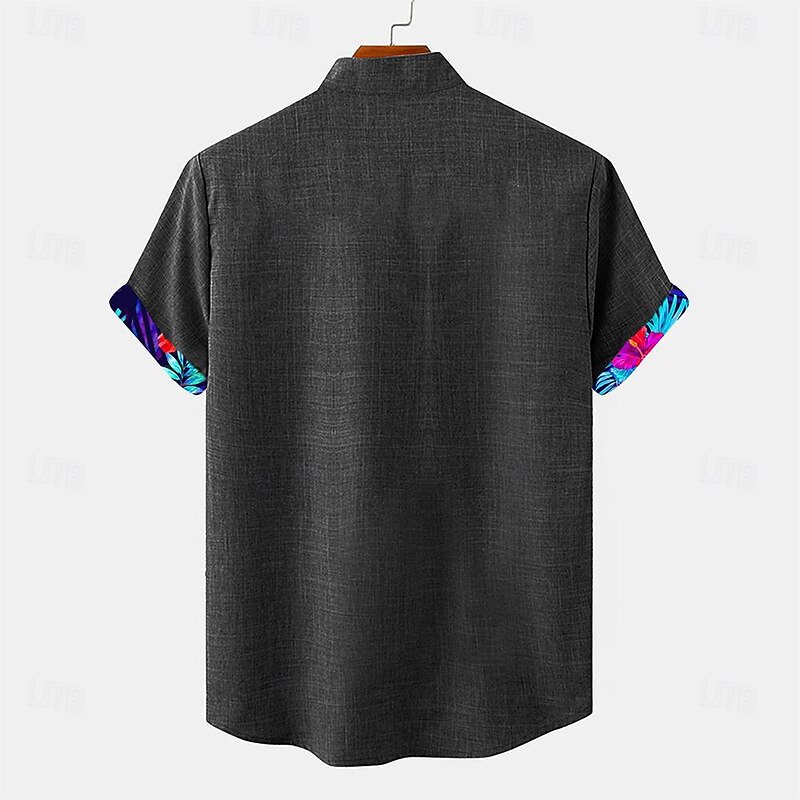 Men's Shirt Linen Shirt Beach Shirt Vacation Holiday Black Blue Green Short Sleeve Turndown Summer Clothing Apparel2