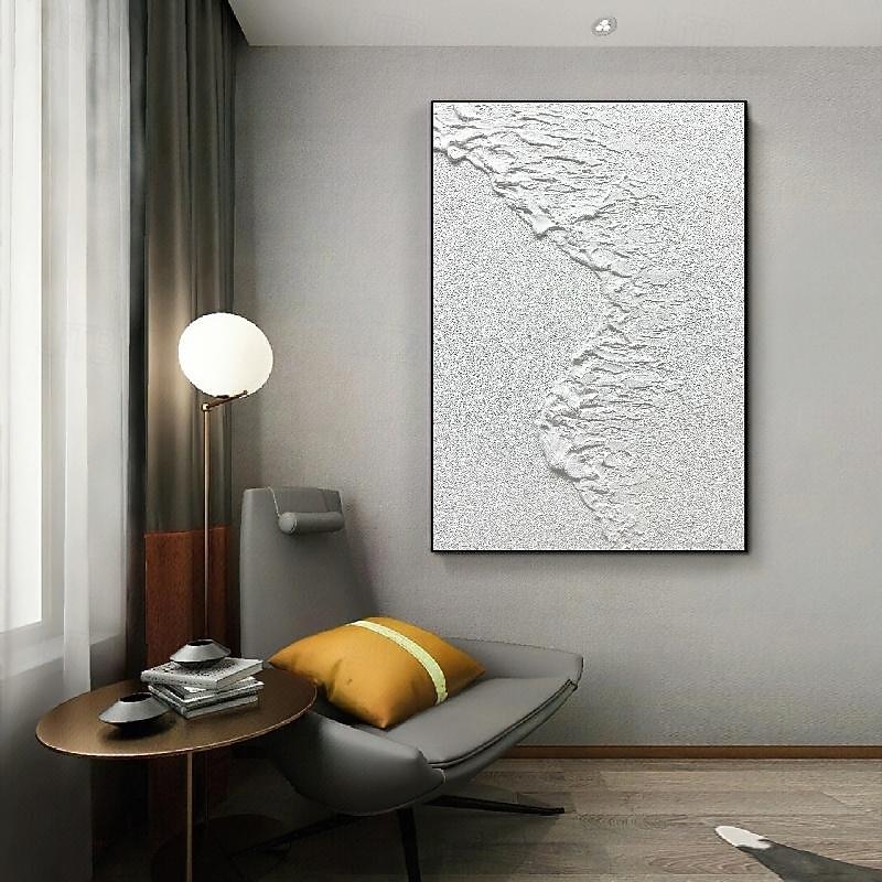 Wave oil painting handmade white plaster art plaster art on canvas white minimalist painting white abstract painting large white textured painting wall art white 3d wall art4