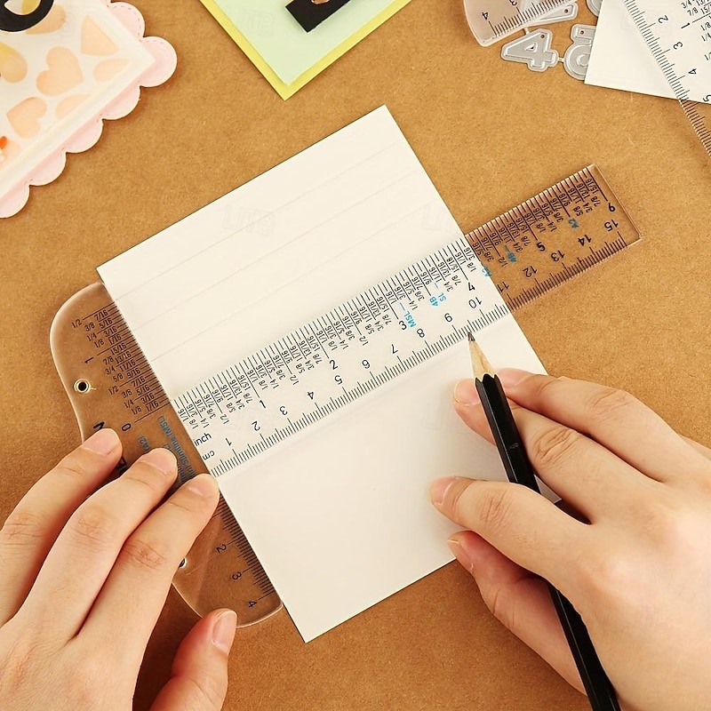 Clear Acrylic T-Square Ruler Crafting and Precision Drawing 6 inch Clear Measuerments Ruler Handtool2