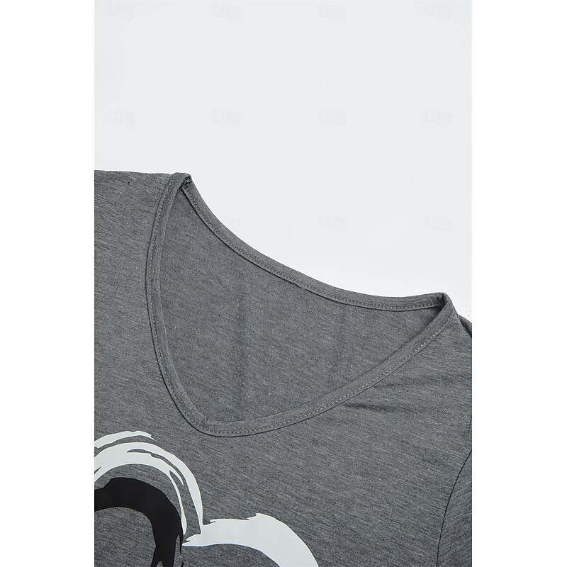 Valentine Women's Heart T Shirt Basic Regular Tops Short Sleeve V Neck Print Regular Fit Valentine Weekend Red Blue Purple Green Gray 17