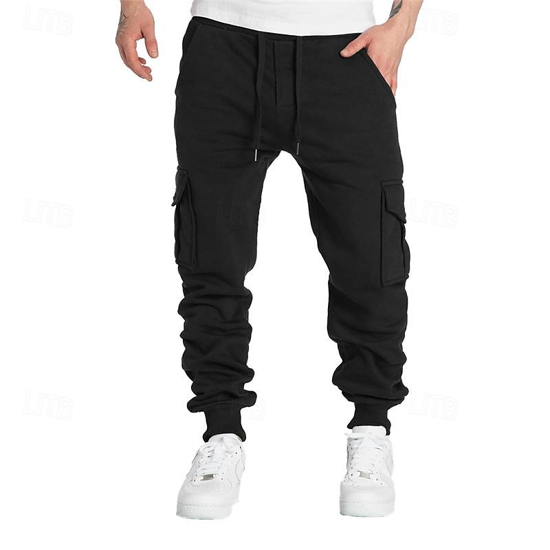 Men's Sweatpants Joggers Trousers Pocket Drawstring Elastic Waist Plain Comfort Sports Outdoor Daily Fashion Casual Black Navy Blue Micro-elastic4