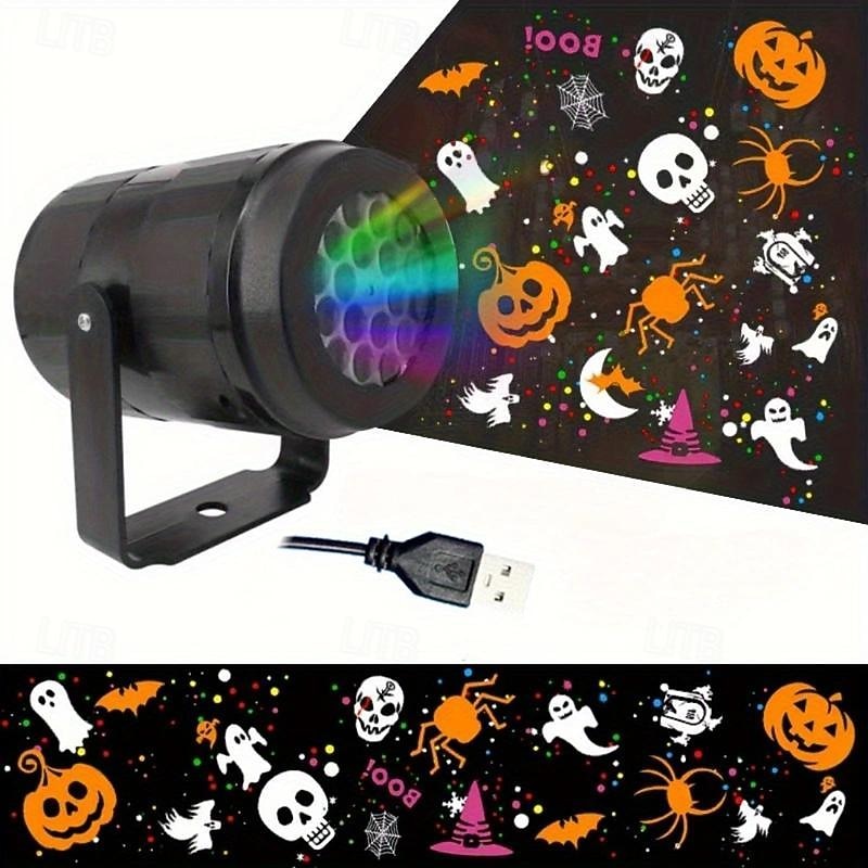 1pc Halloween Projection Light Pumpkin Skull Web Ghost Spider Halloween Indoor and Outdoor Atmosphere Decorative Light