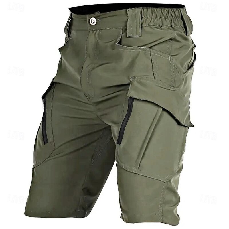 Men's Tactical Shorts Cargo Shorts Zipper Pocket Plain Waterproof Breathable Outdoor Daily Going out Fashion Casual Black Green4