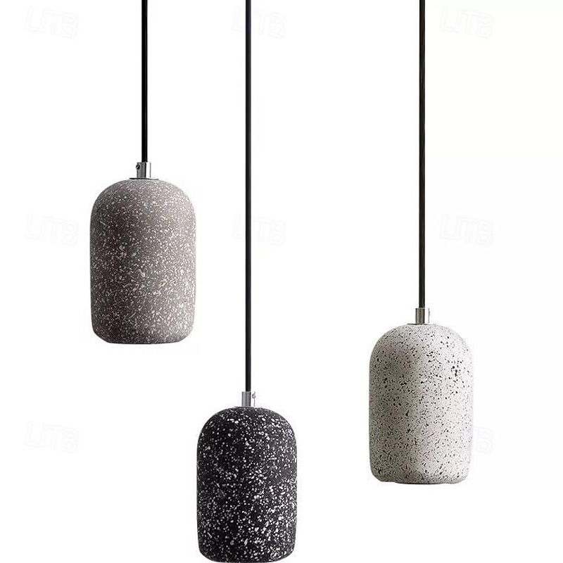 LED Pendant Light E27 Industrial Terrazzo Finish Hanging Light Color Cement Pendant Lamp Clear Glass Shade Chandelier for Farmhouse Entryway Dining Room Kitchen Island3