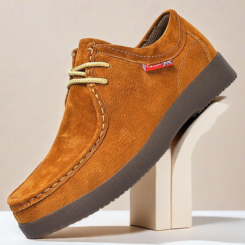 Men's Brown Suede Moccasin Shoes - Comfortable and Stylish Lace-Up Casual Shoes for Everyday Wear