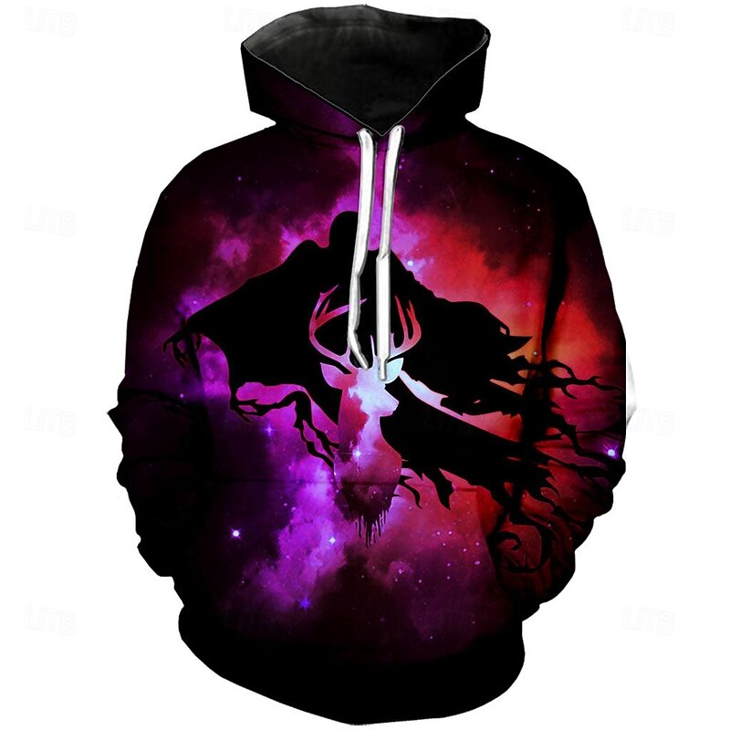 Jack Skellington Hoodie Cartoon Manga Anime 3D Front Pocket Graphic Kangaroo Pocket For Couple's Men's Women's Adults' Halloween Carnival Masquerade 3D Print Casual Daily4