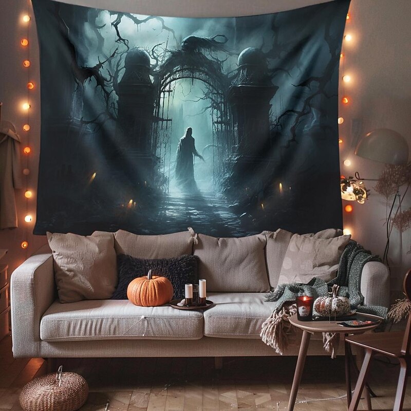 Halloween Decorations Graveyard Ghost Hanging Tapestry Wall Art Large Tapestry Mural Decor Photograph Backdrop Blanket Curtain Home Bedroom Living Room3