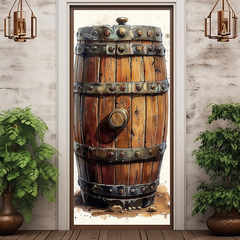 Oktoberfest Beer Barrel Door Covers Door Tapestry Door Curtain Decoration Backdrop Door Banner for Front Door Farmhouse Holiday Party Decor Supplies4