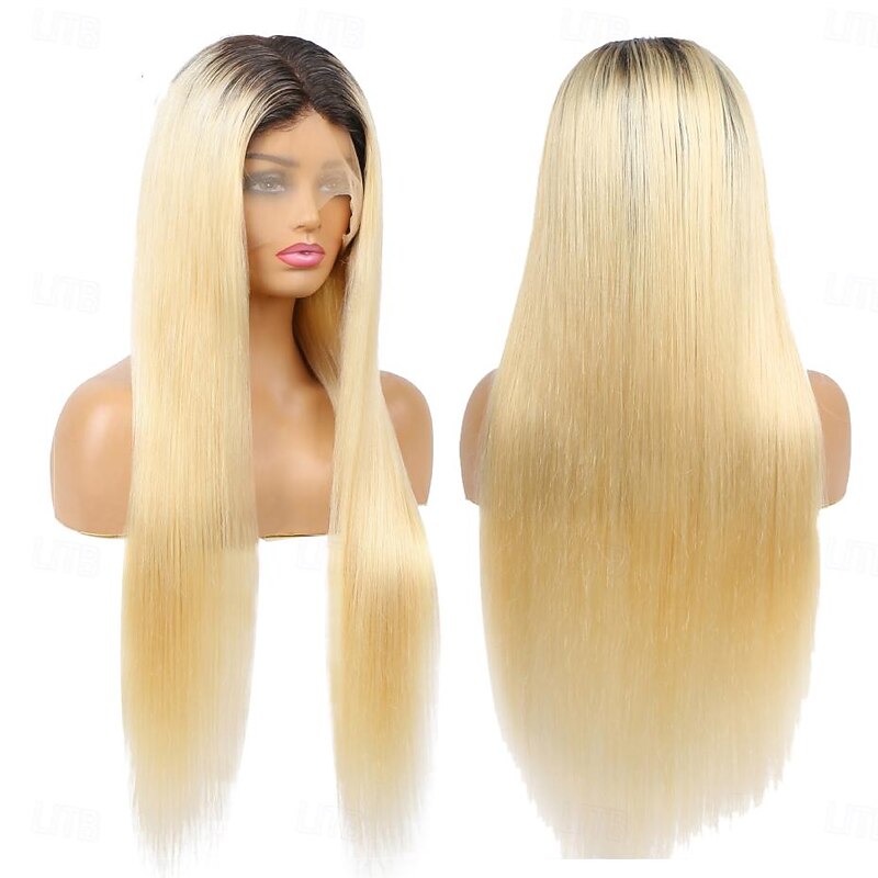 Remy Human Hair 13x4 Lace Front Wig Free Part Malaysian Hair Straight Blonde Multi-color Wig 150% Density with Baby Hair Glueless Pre-Plucked For wigs for black women Long Human Hair Lace Wig3