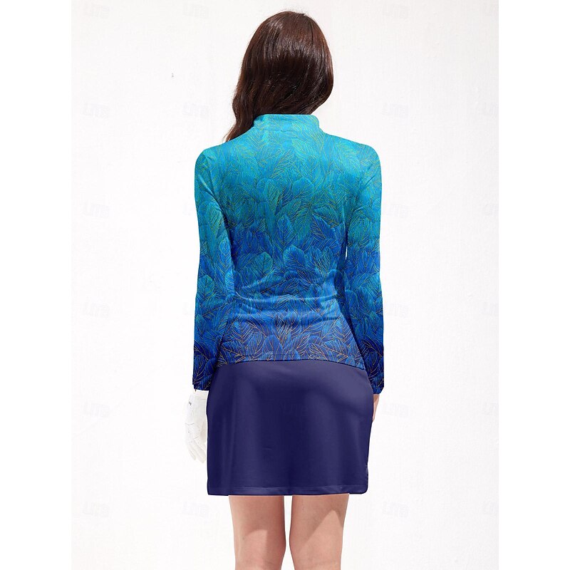 Women's Golf Polo Shirt Blue Short Sleeve Top Ladies Golf Attire Clothes Outfits Wear Apparel2