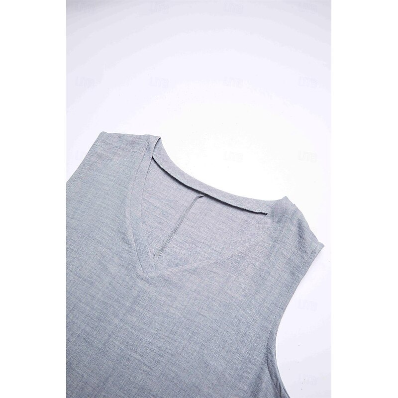 Women's Pink Blue khaki Summer Spring Maxi long Dress Maxi Dress Cotton Linen Dresses Casual Dress Sundress Basic Modern Daily Weekend Loose Fit Plain V Neck 10