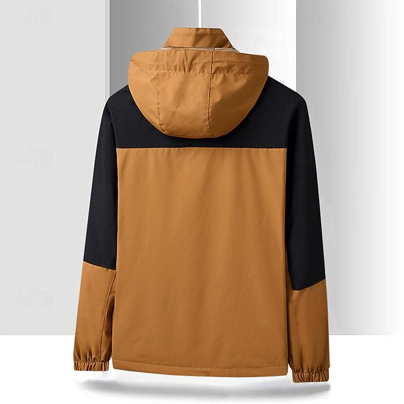 Men's Softshell Jacket Hiking Jacket Outdoor Color Block Windproof Water Resistant Hoodie Windbreaker Jacket Camping / Hiking / Caving Traveling Black White Blue Brown3