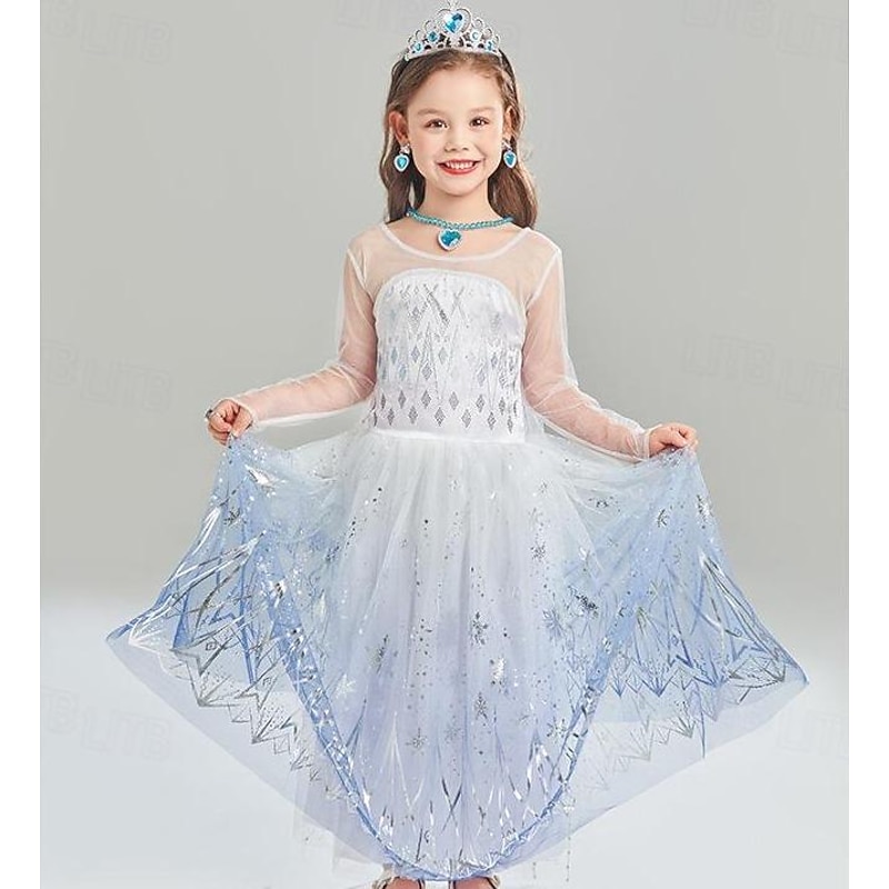 Frozen Fairy Tale Princess Elsa Flower Girl Dress Theme Party Costume Tulle Dresses Sweet Lolita Movie Cosplay for Girls' Kids Carnival Party / Evening