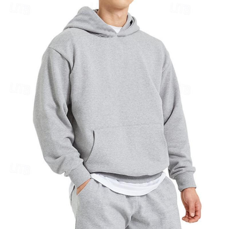 Men's Hoodie Apricot Black Royal Blue Light Grey Hooded Plain Front Pocket Sports & Outdoor Daily Holiday Streetwear Basic Casual Spring &  Fall Clothing Apparel Hoodies Sweatshirts4