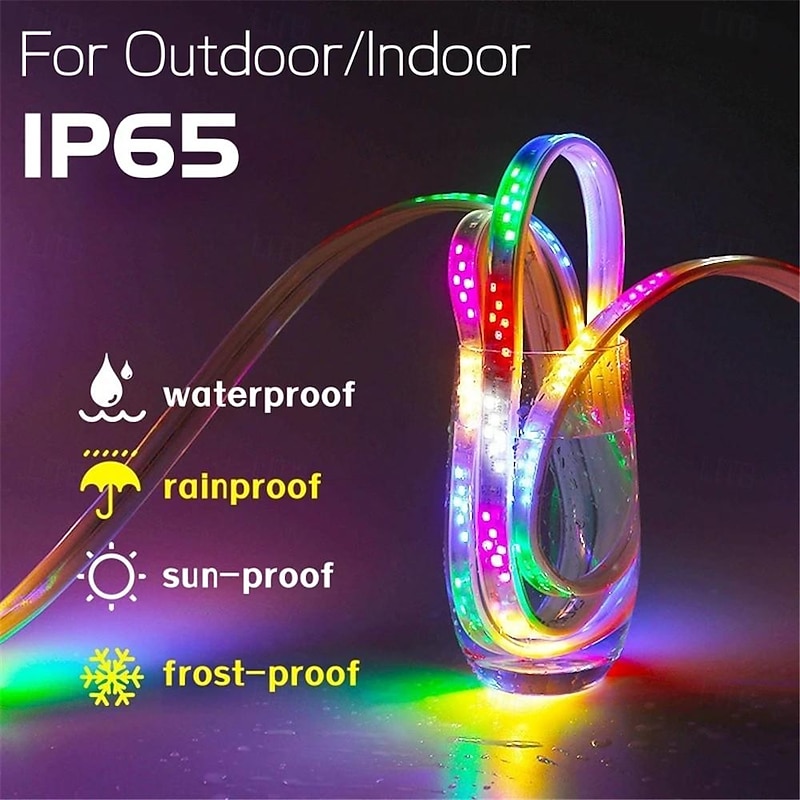 LED Strip Rope Light RGB Horse Running Race LED Strip Light Flexible Pixel Waterproof  Flow Chasing Ribbon Tape Outdoor EU Plug Strip Lights AC220V3