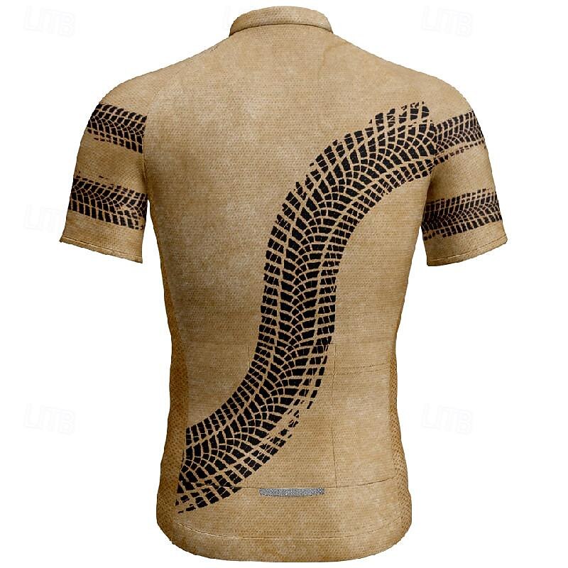 Men's Cycling Jersey Graphic Short Sleeve Bike Tee Tshirt Jersey with 3 Rear Pockets Mountain Bike MTB Quick Dry Anatomic Design Wicking Breathable Sports Khaki Clothing Apparel2