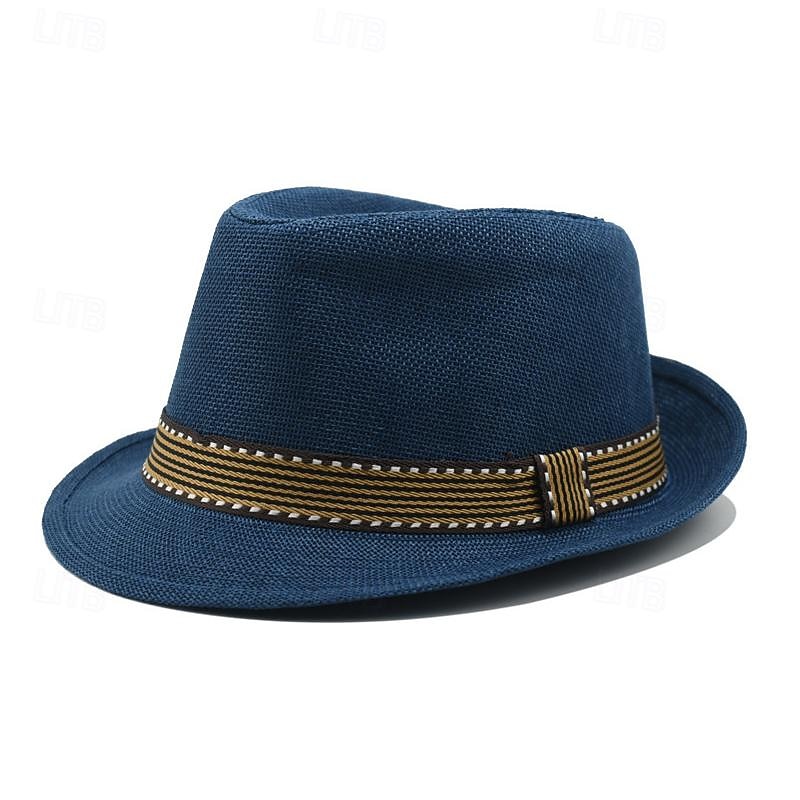 Men's Kentucky Derby Hat Sun Hat Party Hat Black Wine Bamboo Fiber Fashion Casual Street Daily Plain Sunscreen Breathable2