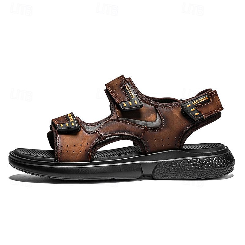Men's Leather Outdoor Hiking Sandals - Comfortable and Durable with Adjustable Straps and Anti-Slip Sole for Summer Adventures4
