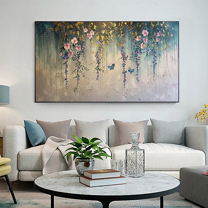 Handmade Original Minimalist Flower Oil Painting On Canvas Abstract Landscape Wall Art for Home Decor With Stretched Frame Without Inner Frame Painting
