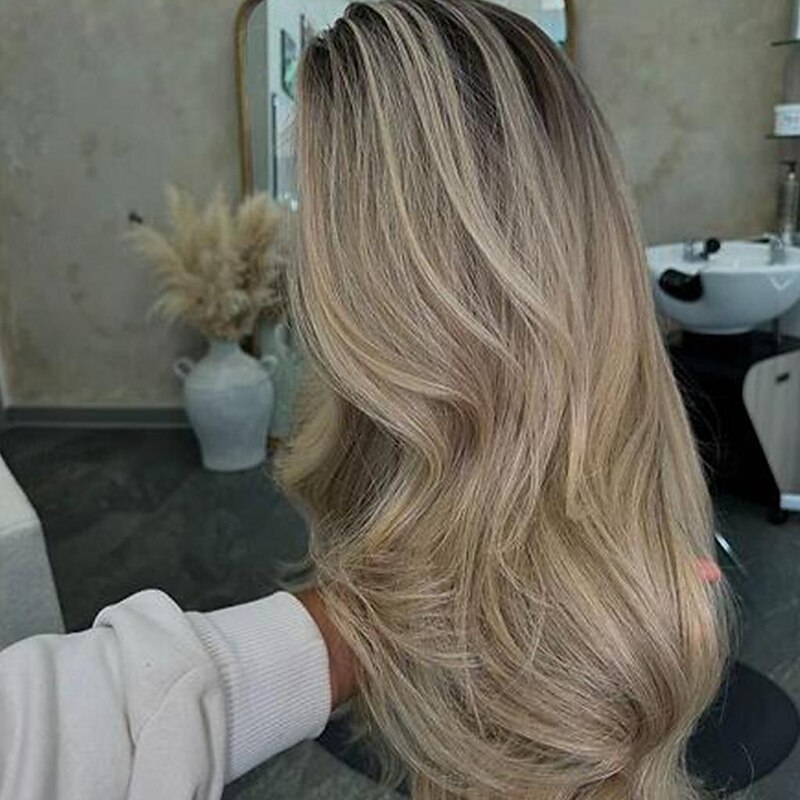 Unprocessed Virgin Hair 13x4 Lace Front Wig Side Part Brazilian Hair Wavy Blonde Multi-color Wig 130% 150% Density Ombre Hair Highlighted / Balayage Hair 100% Virgin Glueless Pre-Plucked For Women4