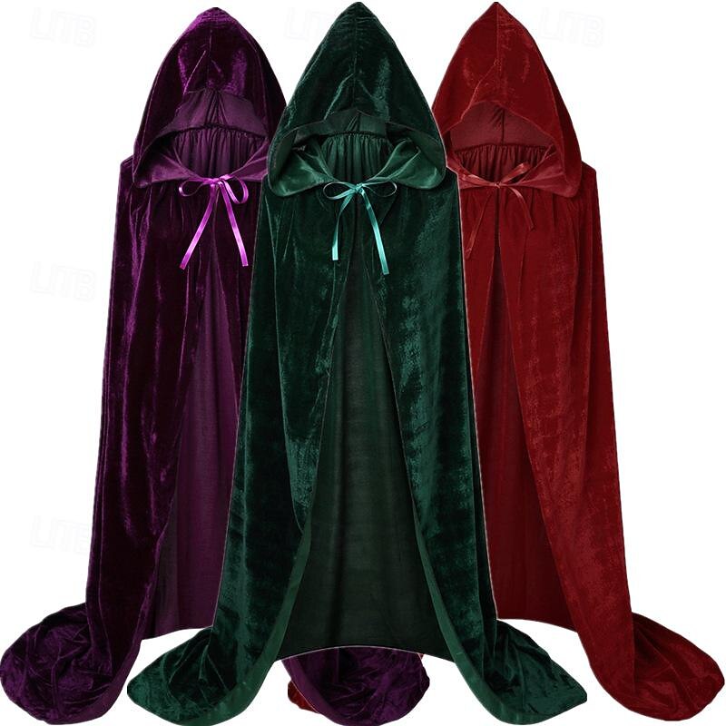 Retro Vintage Punk & Gothic Medieval Hooded Cloak Shawls Witch Ranger Elven Solid Color Fancy Dress Men's Women's Viking Walpurgis Night Halloween Carnival Masquerade Party / Evening Adults' Cloak