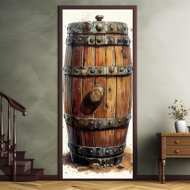 Oktoberfest Beer Barrel Door Covers Door Tapestry Door Curtain Decoration Backdrop Door Banner for Front Door Farmhouse Holiday Party Decor Supplies2