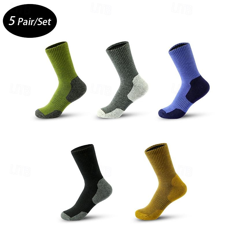 Men's 5 Pairs Multi Packs Socks Sport Socks / Athletic Socks Running Socks Casual Socks Black Yellow Color Color Block Sports & Outdoor Daily Vacation Basic Medium Summer Spring Fashion Casual