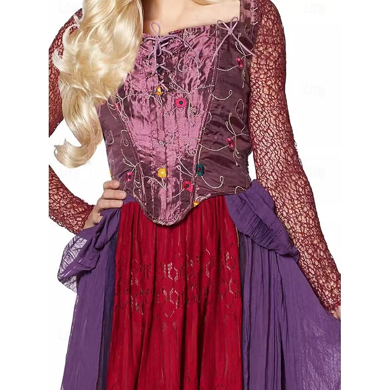 Hocus Pocus Witch Sarah Dress Cosplay Costume Ethnic Transitional Movie Cosplay for Women's Adults' Halloween Carnival Masquerade Event / Party Masquerade2