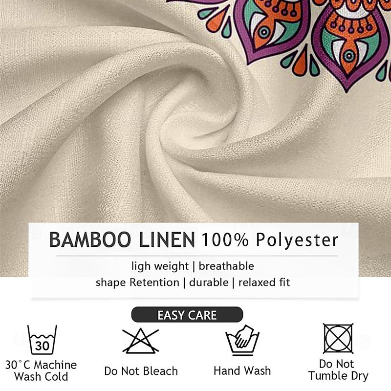 Men's Pattern Ethnic Shirt Button Up Shirt Long Sleeve Casual Tribal Daily Holiday Summer Spring Fall Stand Collar Print Beige3