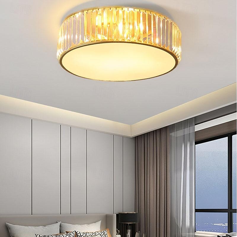 LED Ceiling Lights Crystal Ceiling Light 3-Color Light Source 30/40/50cm 3-Light Flower Flush Mount Dimmable Modern Nordic Style Crystal Metal E27 for Bedroom Living Room Hallway 85-265V2