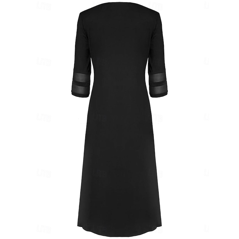 Women's Maxi Dress Black Dress Casual Dress Cocktail Dress Formal Dress Basic Casual Vacation Street Regular Fit Short Sleeve Crew Neck Black Fall2