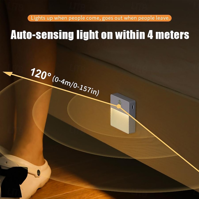 1pc LED Infrared Motion Sensor Night Light, Stepless Dimming Rechargeabl Night Light Automatic On/Off Adjustable Colors for Kitchen, Bedroom, Living Room, Hallway, Bathroom3