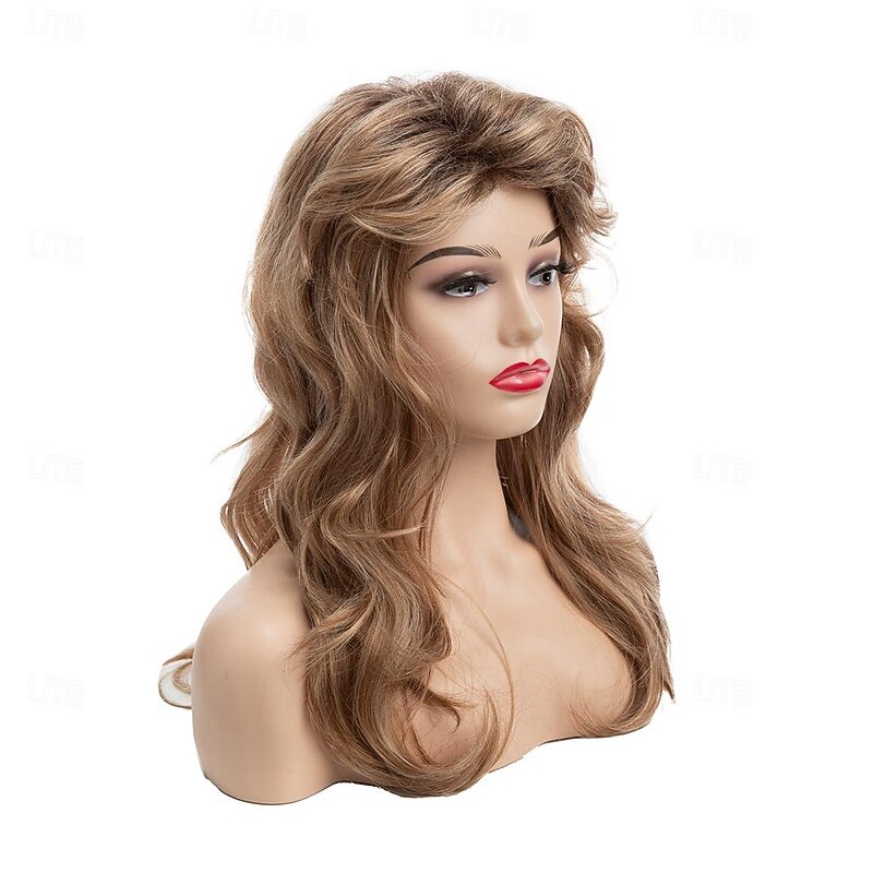 Womens 80s Blonde Wig Long Layered Blonde Wigs with Bangs 80s Vintage Cosplay Costume Disco Hair Wig Carnival Party Wigs Halloween Wigs3