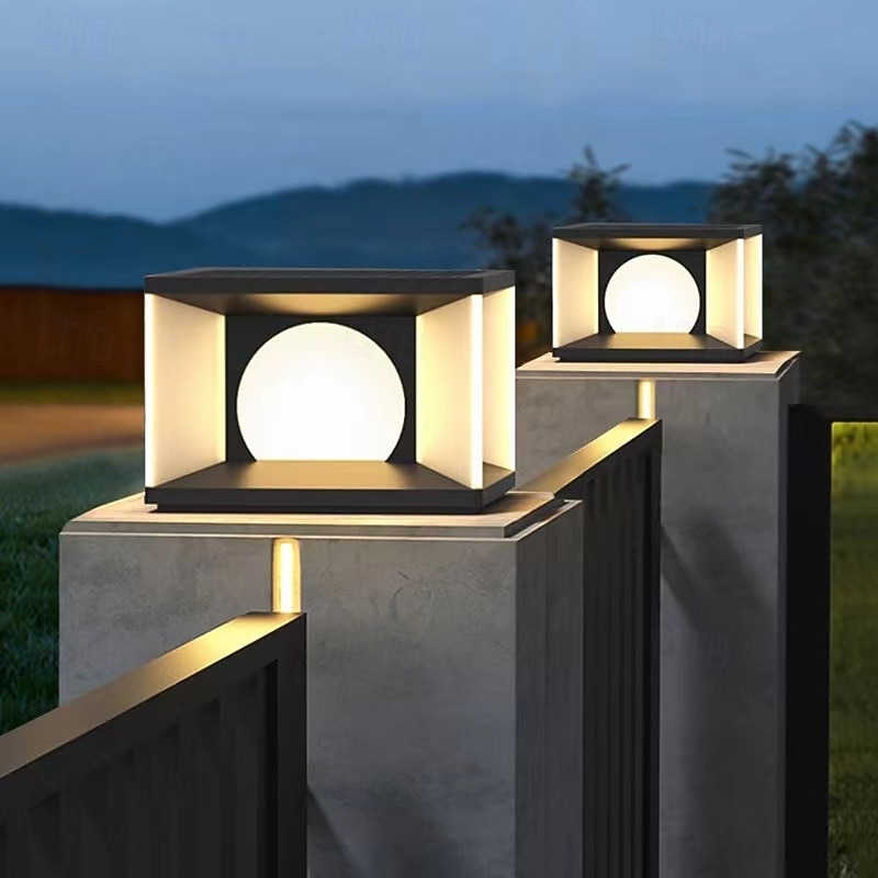 LED Outdoor Wall Light Warm White 30cm 1-Light External Waterproof Pillar Light Modern Villa Gate Fence Pillar Lamp Garden Yard Lawn Pathway Porch Decoration Lighting Fixture Acrylic 110-240V