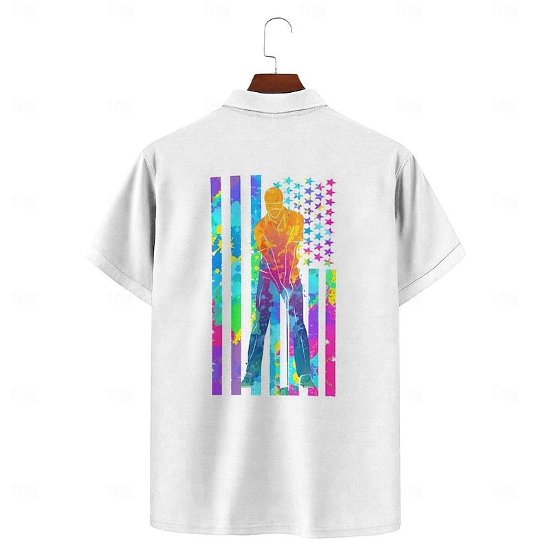 Men's Veterans Patriotic Short Sleeve Polo Shirts Casual Daily Wear Spring & Summer White3