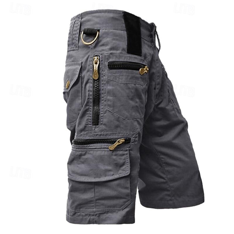 Men's Tactical Shorts Cargo Shorts Capri Pants Zipper Pocket Multi Pocket Plain Comfort Wearable Calf-Length Casual Daily Holiday Sports Fashion Black Light Green2