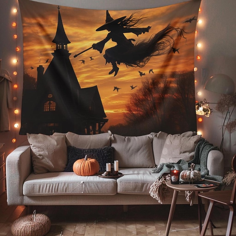 Halloween Decorations Witchs Hanging Tapestry Wall Art Large Tapestry Mural Decor Photograph Backdrop Blanket Curtain Home Bedroom Living Room4