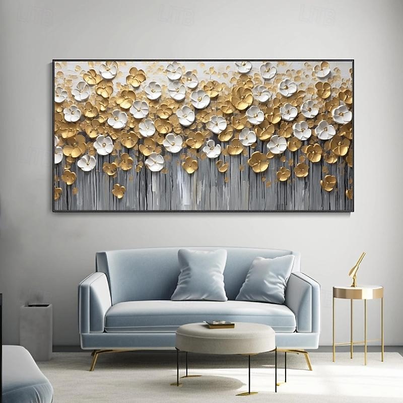 3D Gold Floral Abstract Oil Painting Designer Limited Gold Leaf Painting Modern Light Luxury Canvas Wall Art Room Wall Decor Gift2