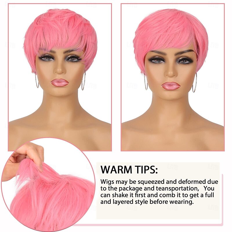 Pixie Cut Wigs for Black White Women Short Layered Wigs Heat Resistant Synthetic Colorful Cosplay Carnival Party Wigs4