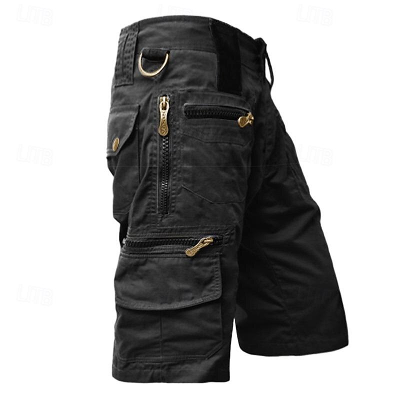 Men's Tactical Shorts Cargo Shorts Capri Pants Zipper Pocket Multi Pocket Plain Comfort Wearable Calf-Length Casual Daily Holiday Sports Fashion Black Light Green3