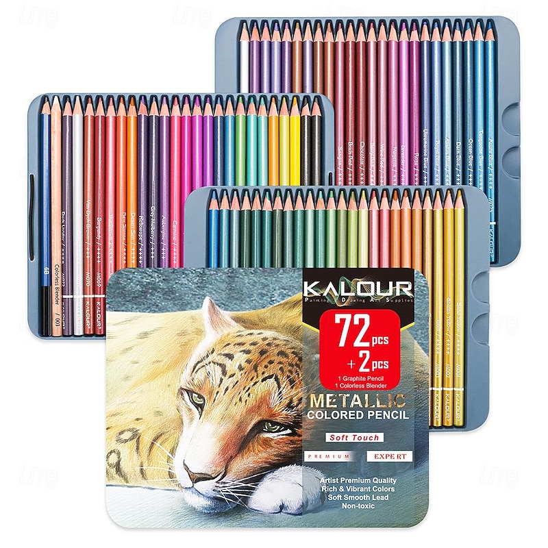 72 Metallic Colored Pencils Set Drawing Colored Pencil Wood Pencil Sketch Coloring Art