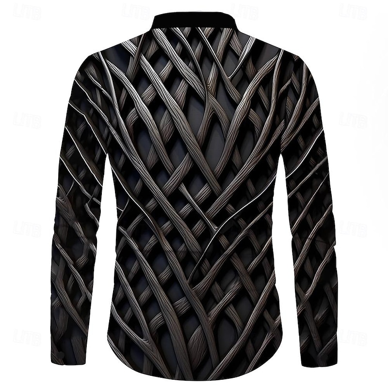 Men's Geometric Pattern Shirt Button Up Shirt Long Sleeve Casual Daily Holiday Summer Spring &  Fall Standing Collar Buttons Print Blue Multicolor Purple Brown2
