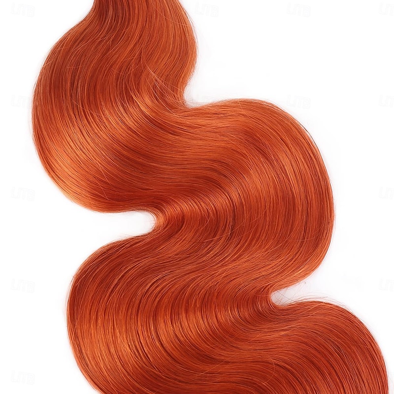 3 Bundle Human Hair Weaves Ginger Color Body Wave Human Hair 12-28 Inches4