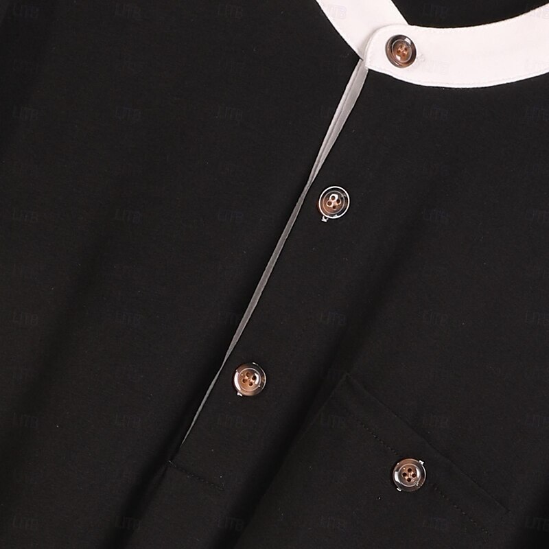 Men's Henley Shirt Tee Top Color Block Henley Outdoor Casual Short Sleeve Button Pocket Clothing Apparel Fashion Designer Comfortable4