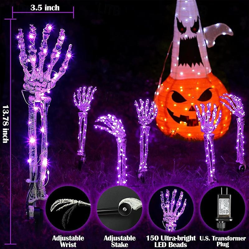 5 In 1 Halloween simulation luminous ghost hand ground plug-in lamp courtyard garden path party festival horror and eerie atmosphere decorative Lights Us Plug2
