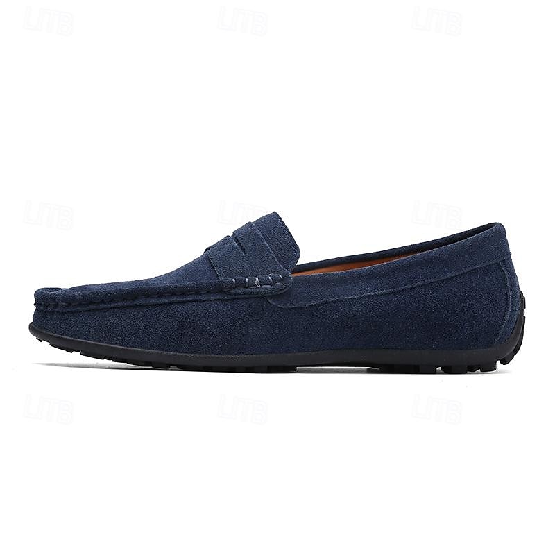 Men's Loafers & Slip-Ons Suede Shoes Plus Size Penny Loafers Driving Loafers Casual Outdoor Daily Suede Loafer Black Burgundy Navy Blue Summer Spring4