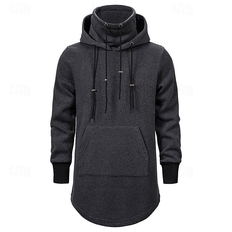 Men's Hoodie Black Dark Gray Hooded Plain Pocket Drawstring Sports & Outdoor Daily Holiday Streetwear Basic Casual Spring &  Fall Clothing Apparel Hoodies Sweatshirts4