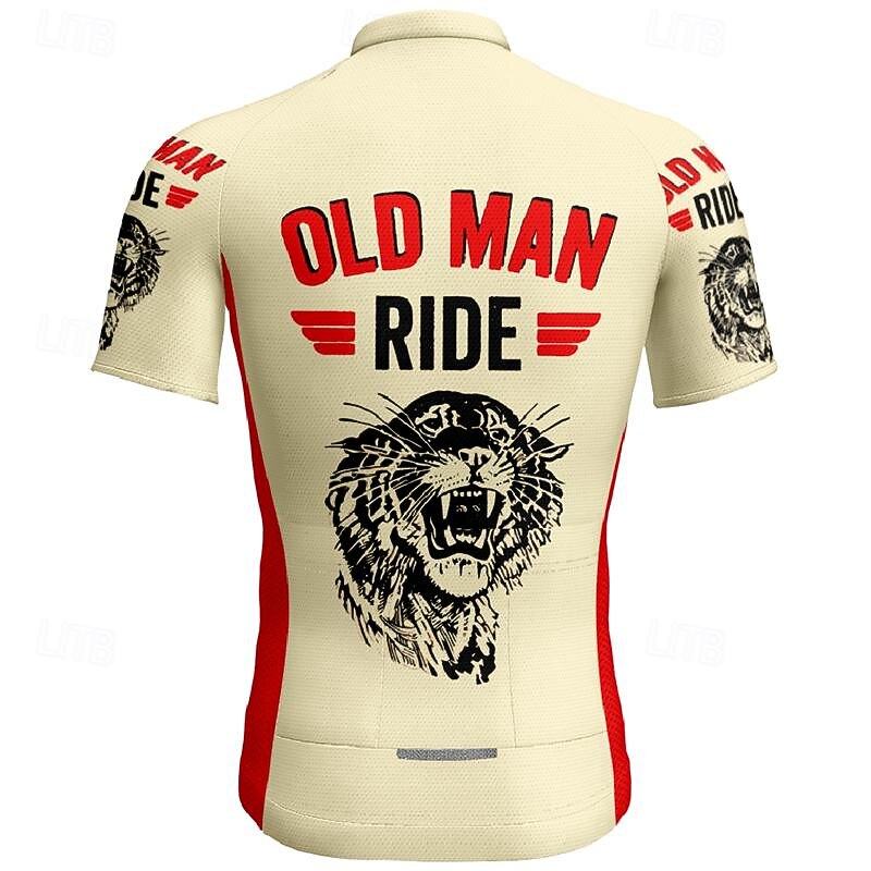 Men's Cycling Jersey Animal Letter & Number Short Sleeve Bike Tee Tshirt Jersey Top with 3 Rear Pockets Mountain Bike MTB Quick Dry Breathable Sports Khaki Clothing Apparel2