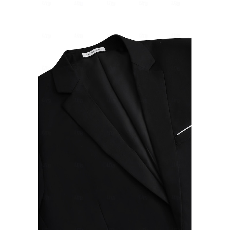 Men's Wedding Party Suits Notch Notch Lapel Black Dark Navy Business Casual Solid Colored Tailored Fit 2 Piece Single Breasted One-button4
