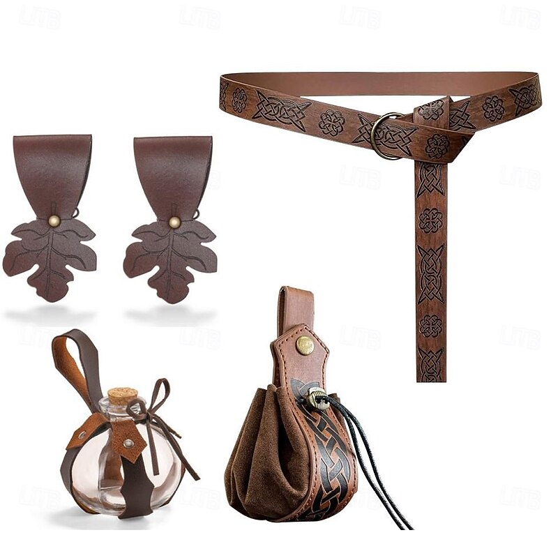 Medieval Waist Belt Accesories Set Viking Fancy Dress Unisex Celtic Viking Fantasy Halloween Carnival Masquerade Performance Party LARP Adults' More Accessories Waist Belt